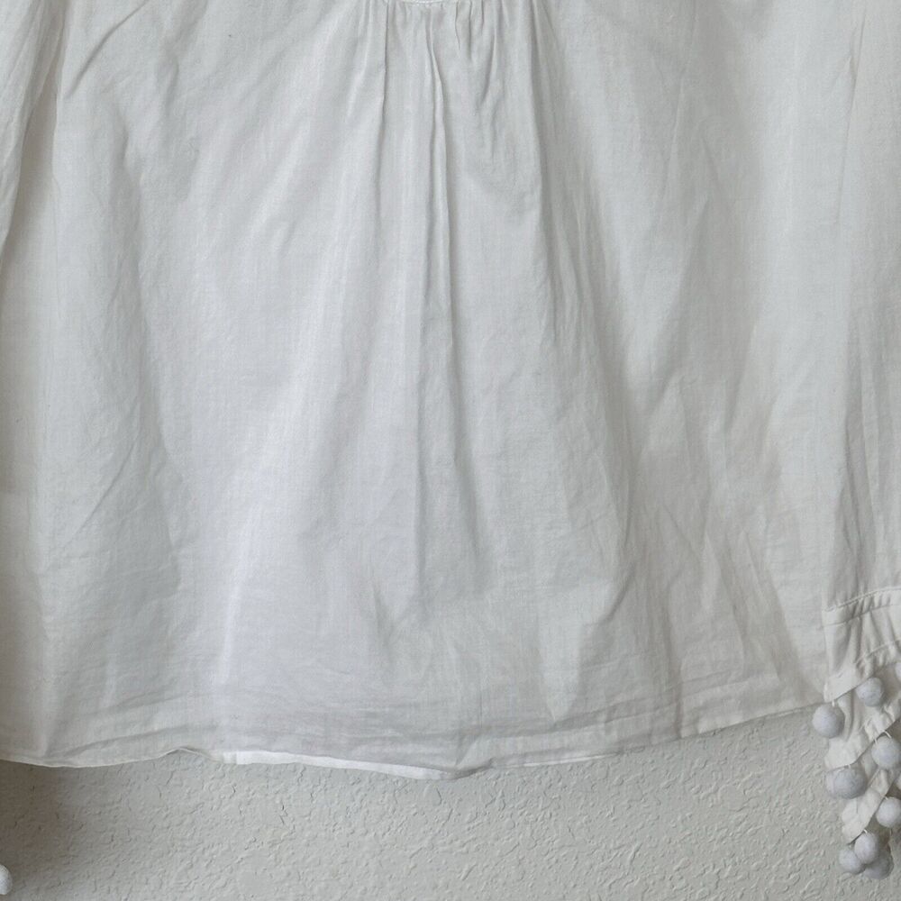 Tory Burch White blouse Cotton Pomp Pomp Long Sleeves 12 - Picture 6 of 12
